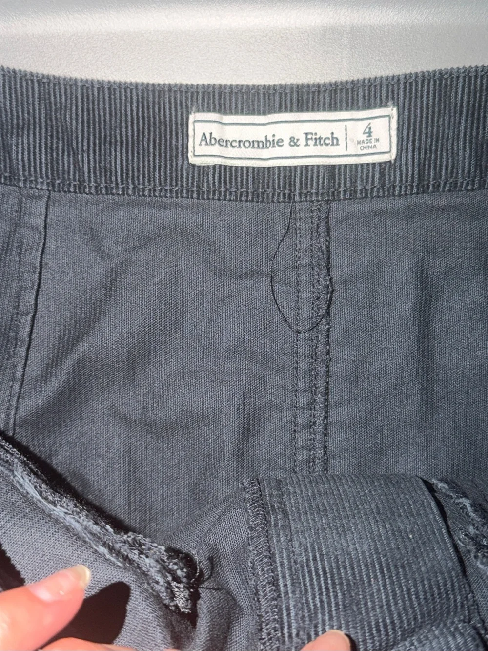 Abercrombie & Fitch Black Corduroy Mini Skirt with Silver Zippers
